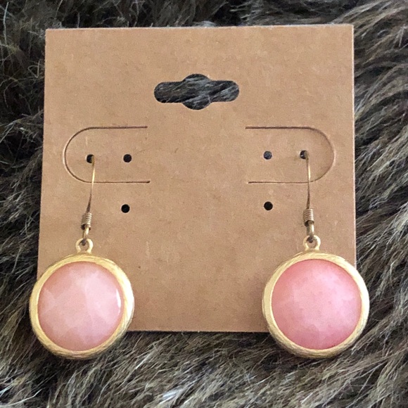 Genuine faceted pink quartz stone dangle earrings - Picture 2 of 6